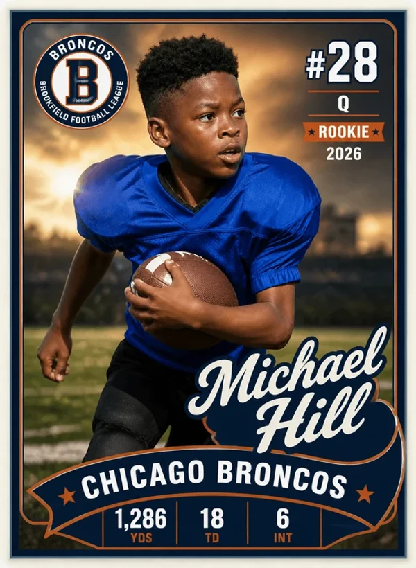 A single custom digital trading card